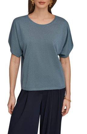 DKNY Slit Short Sleeve Sweater in Washed Indigo at Nordstrom, Size X-Large