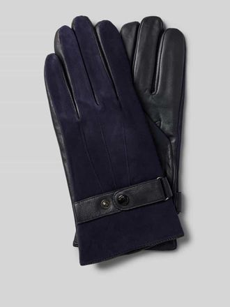 Joop Lederhandschuhe aus Schafsleder mit Druckknopfriegel in Dunkelblau, Gr&ouml;&szlig;e L