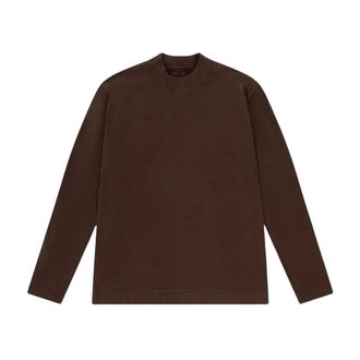 Circolo 1901 Cashmere Touch Long Sleeve T-Shirt with Mock Neck - male - Circolo 1901 - Long Sleeve T-Shirts - Brown - 2XL - Tops