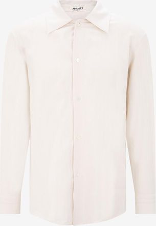 Auralee Hemd aus Baumwolle und Kaschmir mit Fischgr&auml;tmuster