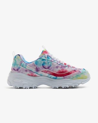 Skechers Womens Dlites Stellar Canvas Sneakers In White/multi