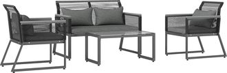 OUTSUNNY 4 Pieces Rattan Garden Furniture Set for 4 Person - Charcoal Grey | TJ Hughes