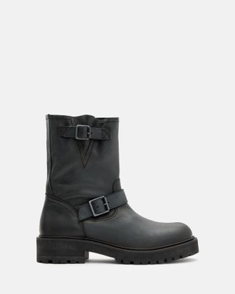 AllSaints Leather Tait Leather Chunky Boots, Size: UK 11/US 12/EU 45