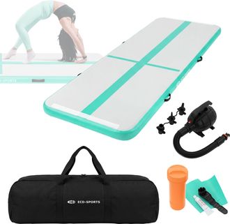 ECD Germany Ecd Germany Colchoneta De Gimnasia Art&iacute;stica Airtack 3 M, Verde Menta, Esterilla Inflable Para Tumbling, 10 Cm De Grosor, Colch&oacute;n De Yoga/pilates Con 