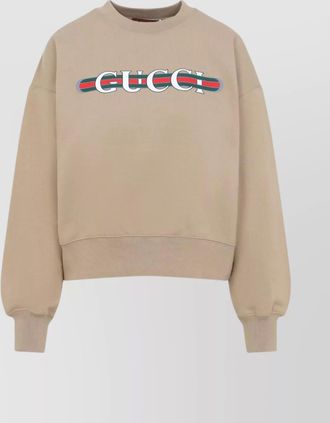 Gucci logo stripe detail cotton sweatshirt