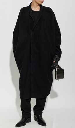 Rick Owens Wool Coat Poiret, Mens, Black