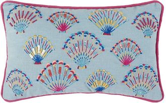 Peking Handicraft Tropical Shell Embroidered Pillow