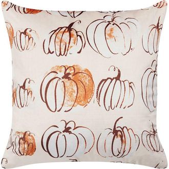 Beliani Beliani - Coj&iacute;n De Terciopelo Beige Blanco Naranja 45 X 45 Cm Calabazas Oto&ntilde;o Cucurbita