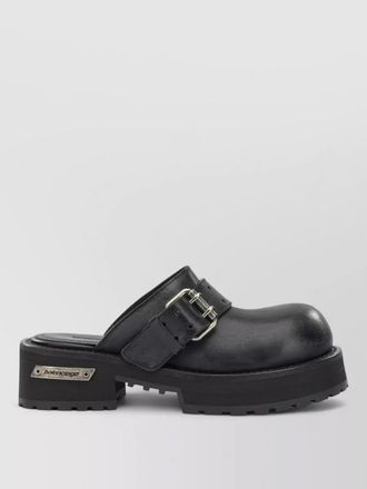 Balenciaga venom round toe leather chunky mules