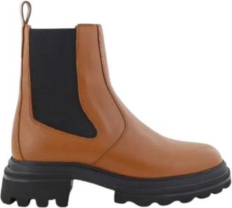Hogan Leren Enkellaarsjes - Dames - Chelseaboots - Bruin - 36 EU - Leer - Schoenen