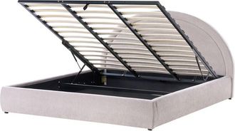 Beliani Cama Con Somier De Chenilla 180 X 200 Cm Con Cabecero Espacio Almacenaje Elevable Beige Mouzon