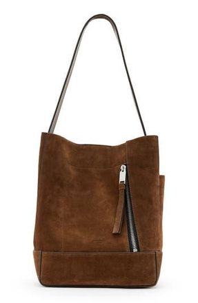 AllSaints Alba Leather Hobo Bag in Chestnut Brown Suede at Nordstrom Rack