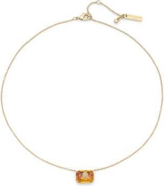 Kurt Geiger Emerald Cut Crystal Pendant Necklace in Topaz at Nordstrom Rack