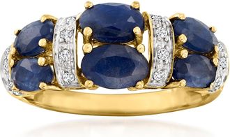 Ross-Simons Sapphire Ring With Diamond Accents in 14kt Yellow Gold