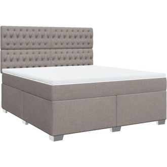 vidaXL Cama Box Spring Con Colch&oacute;n Tela Gris Taupe 180x200 Cm Vidaxl