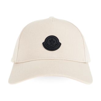 Moncler Caps, male, Beige, Size: ONE SIZE Cotton Gabardine Baseball Cap