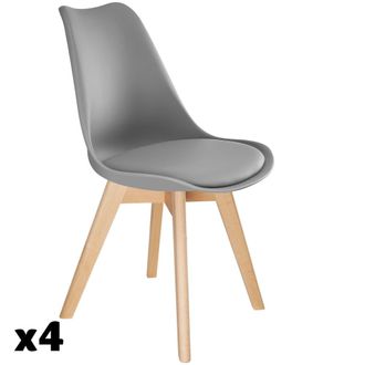 TecTake 4 Sillas de comedor, asiento acolchado, ergon&oacute;micas y estables, gris