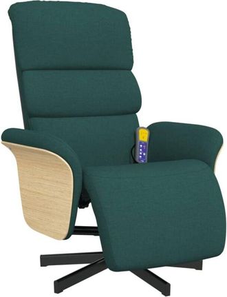 vidaXL Vidaxl - Sillón reclinable de masaje con reposapiés tela verde oscuro