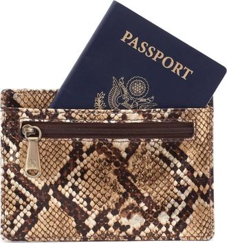 Hobo Euro Slide Card Case In Golden Snake