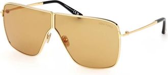 Tom Ford Huxley Shiny Deep Gold Pilot Unisex Sunglasses FT1159 30E 68