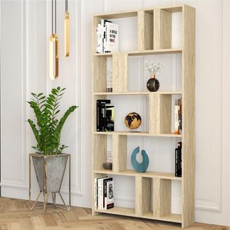 Dmora Librer&iacute;a Tribogna, Biblioteca 4 Estantes, Instalaci&oacute;n Libre, Estructura Vertical, 90x20x180h Cm Beige M&aacute;rmol