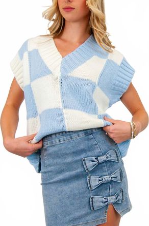 HYFVE Checkerboard Sweater Vest In Blue