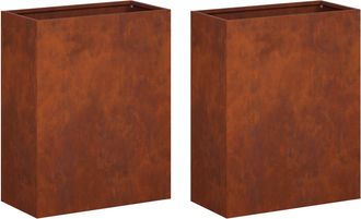 vidaXL Macetero De Jard&iacute;n 2 Uds. Oxidado 40 X 20 X 40 Cm Acero Oxidado Vidaxl