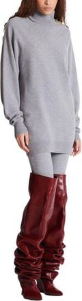Balmain Short Cashmere Jumper Dress in Grey at Nordstrom, Size 40 Eu