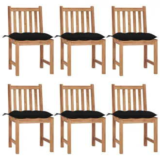 vidaXL Vidaxl - Sedie Da Giardino 6 Pz Con Cuscini In Legno Massello Di Teak