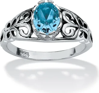 Palm Beach Jewelry Simulated Birthstone Sterling Silver Ring