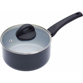 Kitchen Craft KitchenCraft MasterClass Pentola in ceramica antiaderente, adatta per fornelli a induzione, 18 cm - Nero