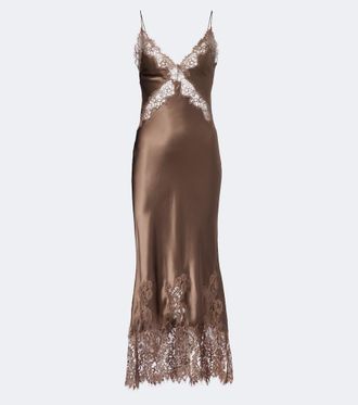 Rebecca Vallance Ellen lace-trimmed silk slip dress