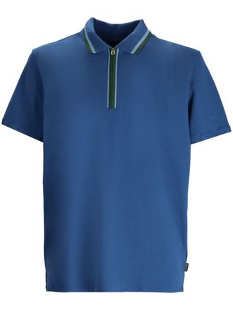 Paul Smith Poloshirt met halve rits - Blauw