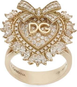 Dolce & Gabbana 18kt yellow gold Devotion diamond ring - women - Diamond/18kt Yellow Gold - 52