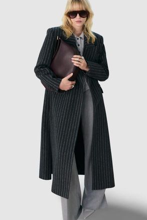 Karen Millen Double Breasted Tailored Maxi Coat in Grey at Nordstrom, Size 12