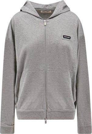 Miu Miu Sudadera con cremallera - Sweatshirts & Hoodies - Mujer - Gris - S