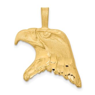Diamond2Deal 10k Yellow Gold Solid Diamond-cut Eagle Head Charm