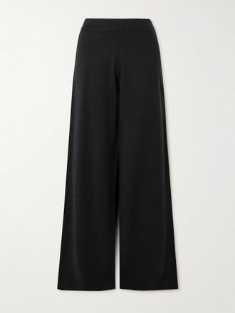 Allude Wool And Cashmere-blend Wide-leg Pants - Black - x small,small,medium,large,x large