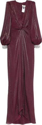 Nissa Chiffon maxi-jurk met gedraaid detail - Paars