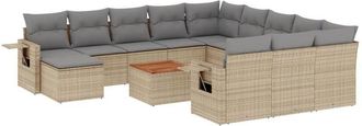 vidaXL Juego De Sof&aacute;s Jard&iacute;n Con Cojines Beige Mezcla 13 Pzas Rat&aacute;n Pe Vidaxl
