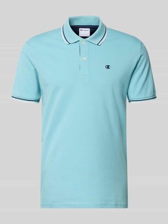 Champion Slim Fit Poloshirt mit Label-Stitching in Hellblau, Gr&ouml;&szlig;e XXL