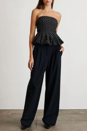 Tanya Taylor Farah Top In Black/ivory Multi