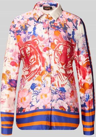 Miss Goodlife Slim Fit Hemdbluse aus Viskose Modell Wild Flower in Pink, Gr&ouml;&szlig;e XL