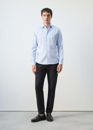 Mango Camicia slim fit cotone righe celeste - Uomo - XXL - MANGO MAN