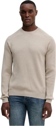 Liu Jo Ribbed Sweater - Heren - Ronde hals truien - Beige - 2XL - Wol - Truien & Vesten