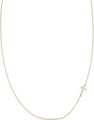 Bony Levy Sideways 14K Gold Cross Pendant Necklace in 14K Yellow Gold at Nordstrom, Size 18