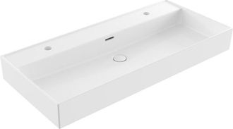 Saniclass Legend Meubelwastafel - 101x47x13cm - met overloop - 1 wasbak - 2 kraangaten - keramiek - glans wit