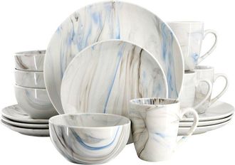 Elama Fine Marble 16Pc Porcelain Dinnerware Set