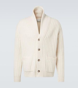 Allude Ribbed-knit wool and cashmere cardigan