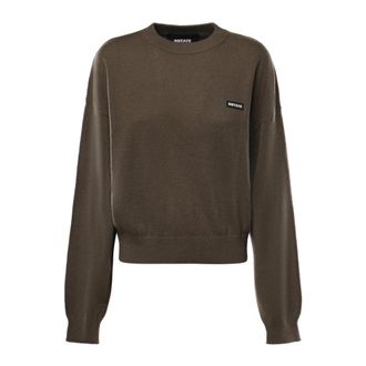 Rotate Basic Trui met Ronde Hals - Dames - Ronde hals truien - Groen - XS - Wol - Truien & Vesten